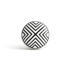Round Black and White Ceramic Knob