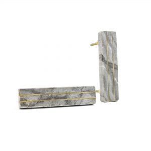 Grey Marble and Brass Lined Handle