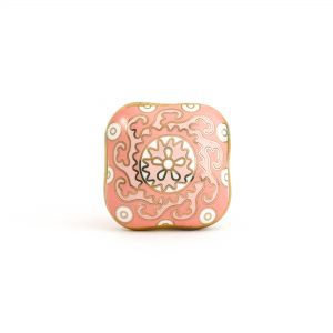 Square Pink Gold & White Hand Painted Knob