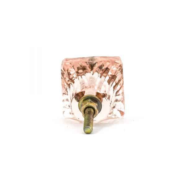 Square Patterned Pink Glass Knob