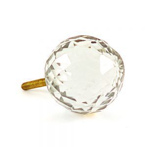 Solid Clear Glass Knob with Geometric Design