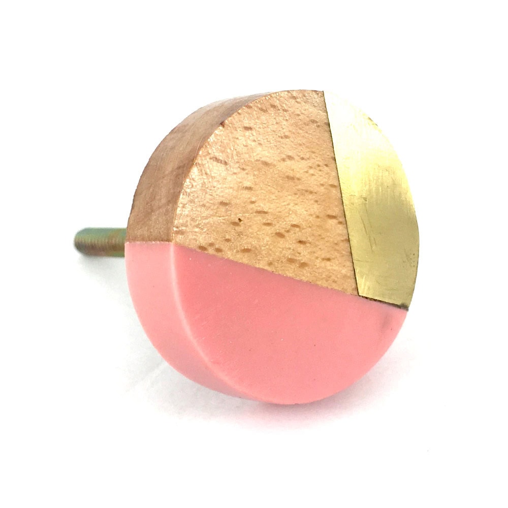 Round Gold Wood And Pink Resin Knob 1 Jpg Cabinet Hardware