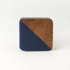 Square Wood and Navy Resin Diagonal Knob Square Wood and Navy Resin Diagonal Knob