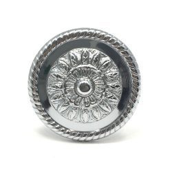 Pair Large Chrome Embossed Flower Holdback Curtain Holdback