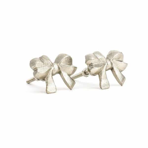 Silver Ribbon Bow Knob - Silver Ribbon Bow Knob