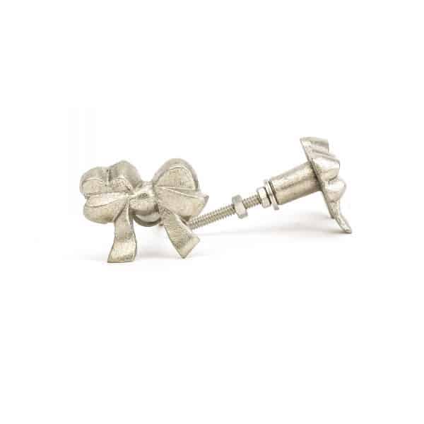 Silver Ribbon Bow Knob - Silver Ribbon Bow Knob