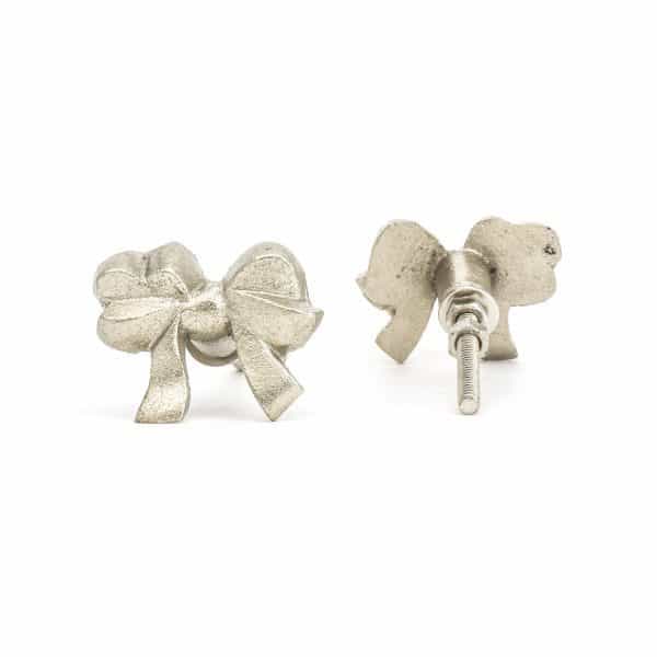 Silver Ribbon Bow Knob - Silver Ribbon Bow Knob
