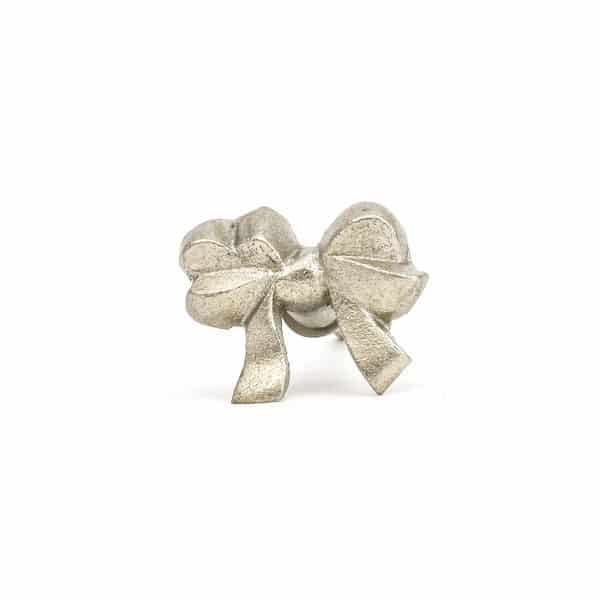 Silver Ribbon Bow Knob - Silver Ribbon Bow Knob
