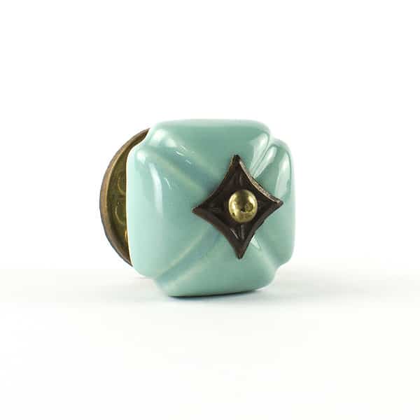 Turquoise Vintage Inspired Ceramic Knob - Turquoise Inspired Ceramic Knob