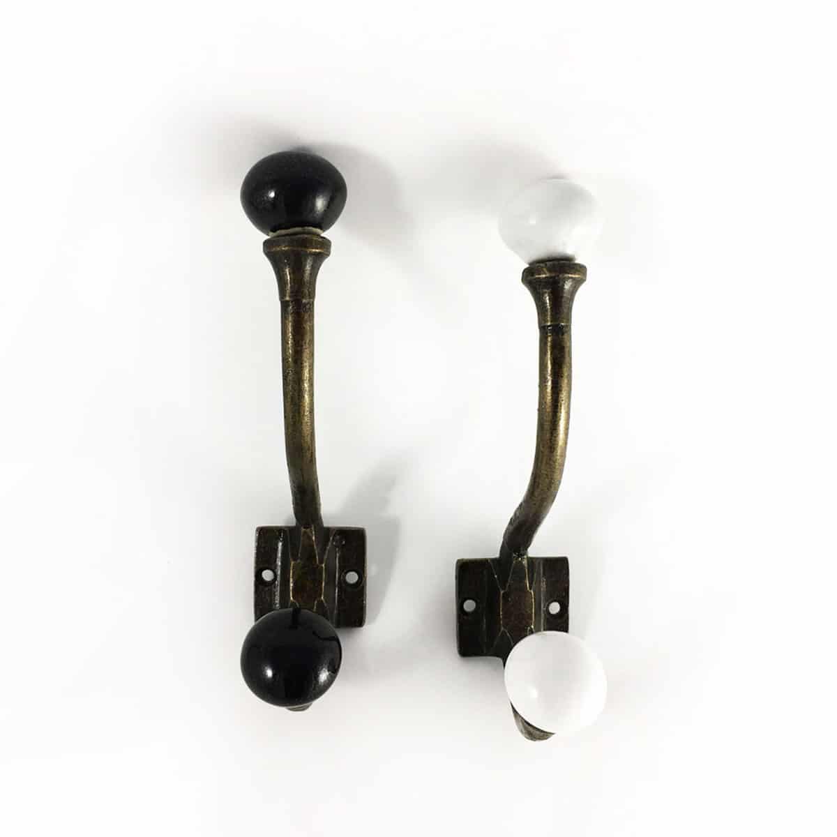 Black Ceramic and Gold Vintage Hook - Wall Hook and Storage Solutions