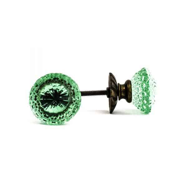 Vintage Green Glass Decorative Knob