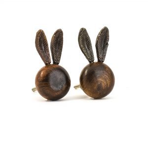 Wooden Long Eared Rabbit Knob