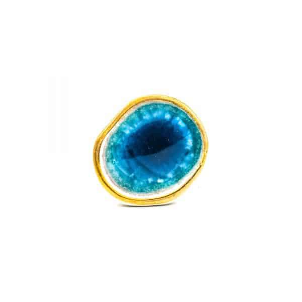 MINI Teal and Gold Crater Knob - MINI Teal and Gold Crater Knob