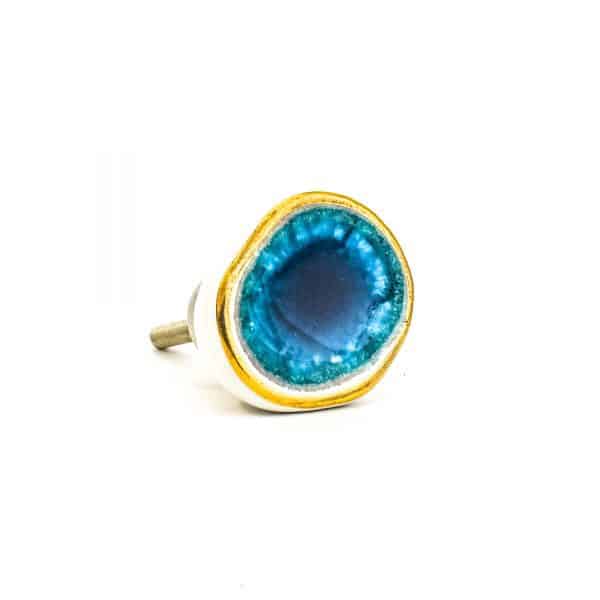 MINI Teal and Gold Crater Knob - MINI Teal and Gold Crater Knob