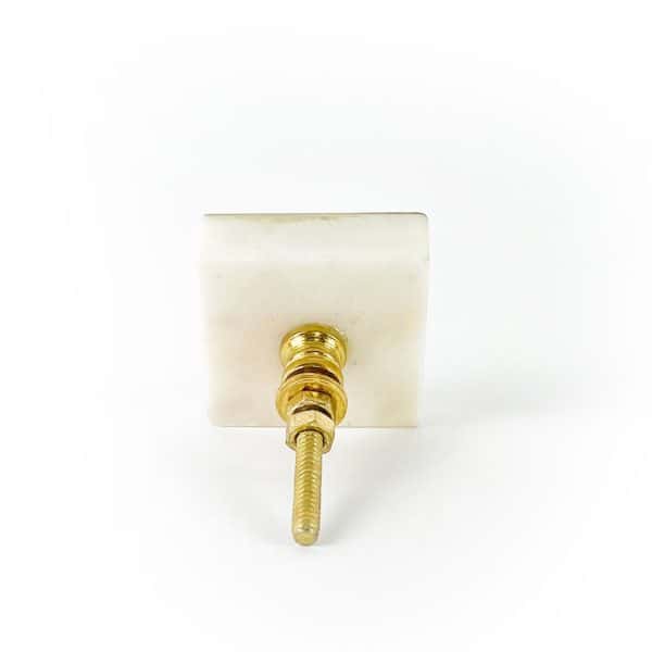 White Marble and Brass Square Splicer Knob - White Marble and Brass Square Splicer Knob
