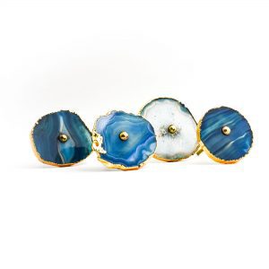 Blue and White Swirled Agate Sliced Knob Blue and White Swirled Agate Sliced Knob