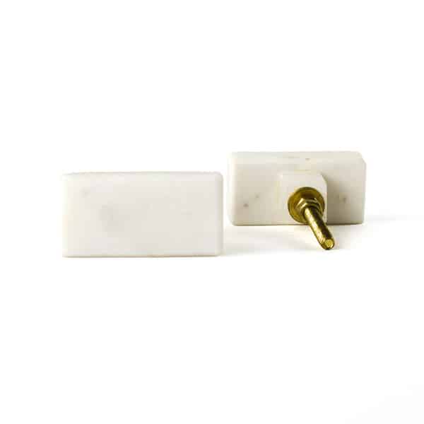 White Solid Rectangle Marble Knob - White Solid Rectangle Marble Knob