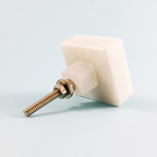 White Solid Square Marble Knob