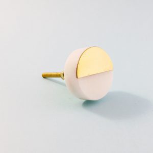 White Marble and Brass Circle Splicer Knob