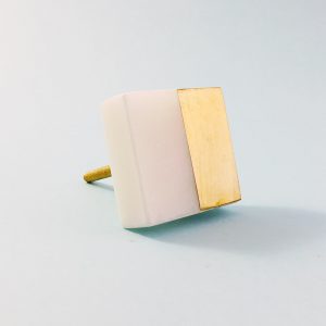 White Marble and Brass Square Splicer Knob