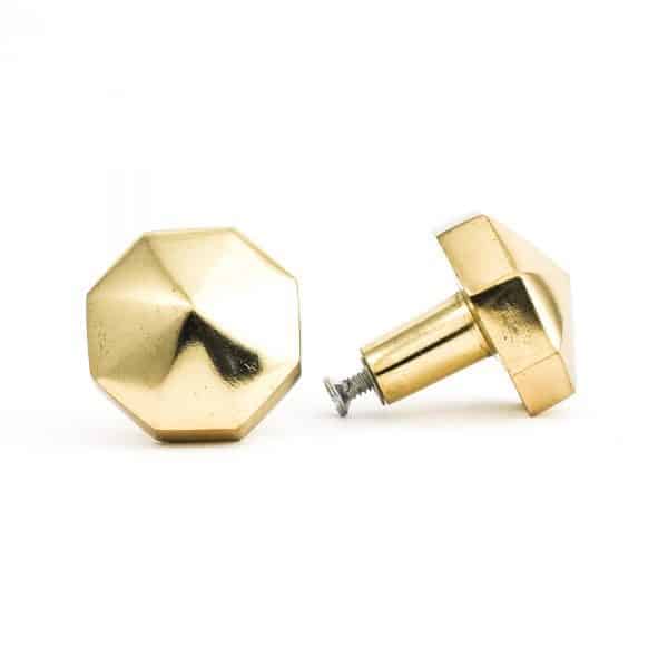 Polished Gold Octagon Prism Knob - Polished Gold Prism Knob