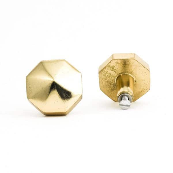 Polished Gold Octagon Prism Knob - Polished Gold Prism Knob