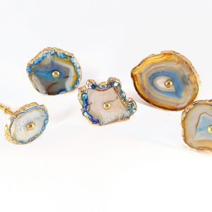 Blue, Taupe, Green Sliced Agate Knob Blue, Taupe, Green Sliced Agate Knob