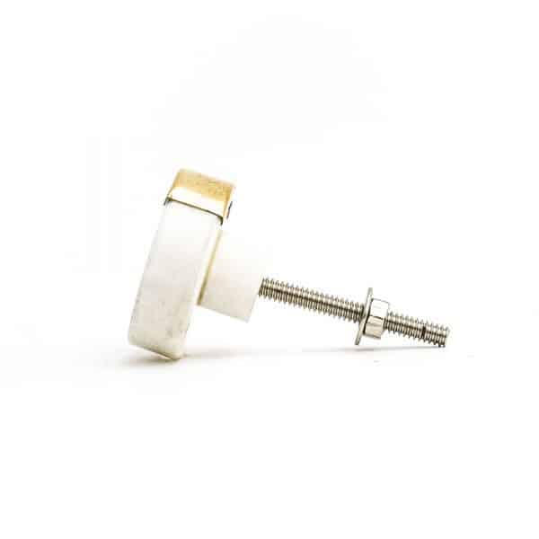 White Circle Knob with Brass Trim - White Circle Knob with Brass Trim