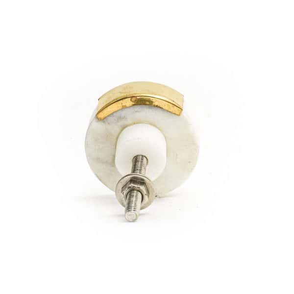 White Circle Knob with Brass Trim - White Circle Knob with Brass Trim