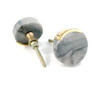 Circle grey round knob with gold edge 2
