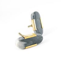Oval grey marble knob with gold edge 2