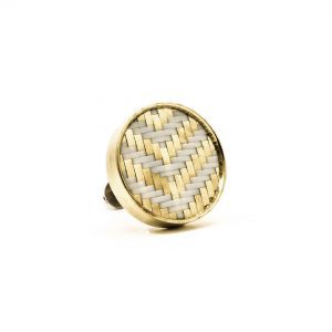 White and Gold Basket Weave Knob