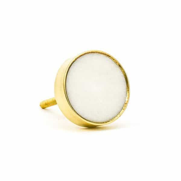 White Stone Brass Knob - White Stone Brass Knob