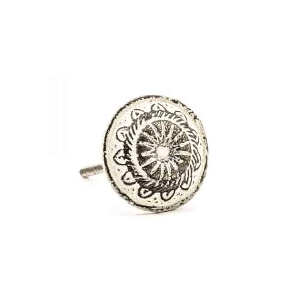 White Rustic Wheel Knob - White Rustic Wheel Knob