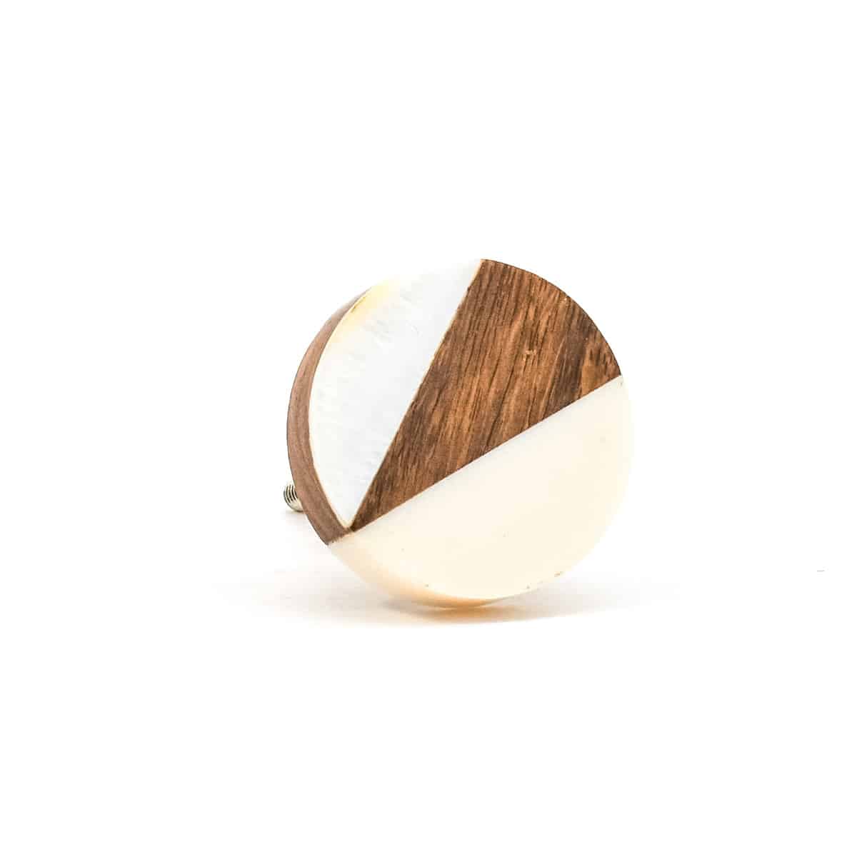 Round Cream Wood Wedge Trio Knob Cabinet Knobs Cabinet Hardware