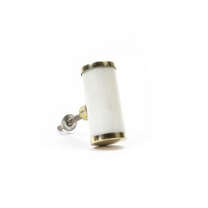 White Marble and Brass Cylinder Pull