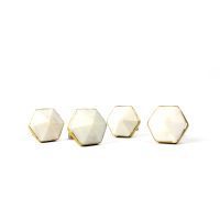 White Marble and Brass Prism Knob K000310 1