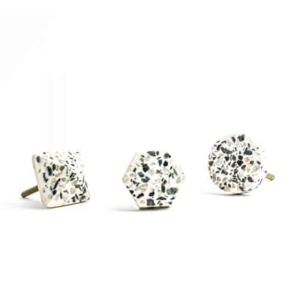 Hexagon Green and Grey Terrazzo Knob - Hexagon Green and Grey Terrazzo Knob