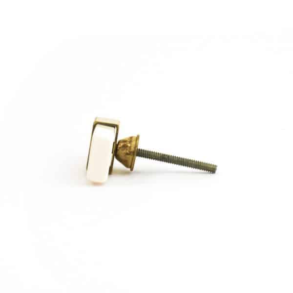 Rectangle White Resin and Brass Pull - Rectangle White Resin and Brass Pull