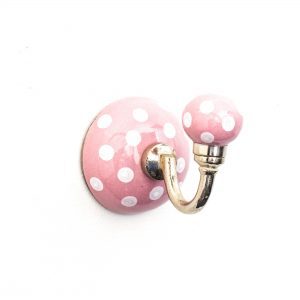 Pink Polka Dot Ceramic Wall Hook Pink Polka Dot Ceramic Wall Hook