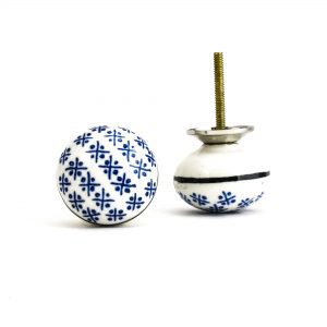 Blue and White Hamptons Ceramic Knob