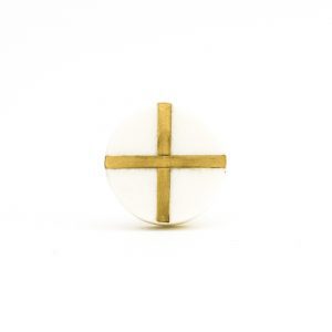 White Round Marble and Brass Intercross Knob White Round Marble and Brass Intercross Knob