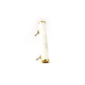 White Marble and Brass Cylinder Handle