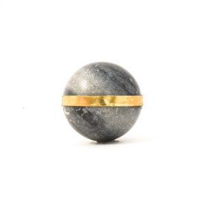 Grey Marble Ball with Brass Banding Knob