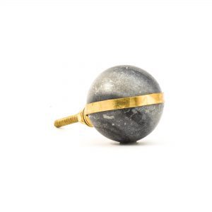 Grey Marble Ball with Brass Banding Knob