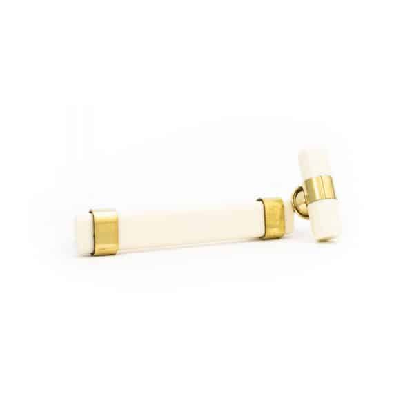 Creamy White Resin and Brass Pull