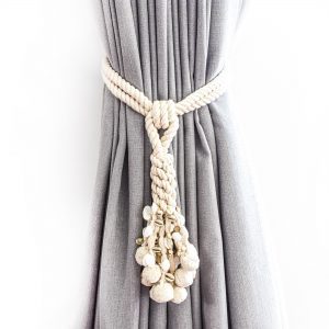 Shell and Pompom Cotton Curtain Tie Back