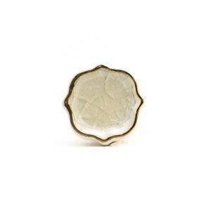 White Crackled Glass Emblem Knob