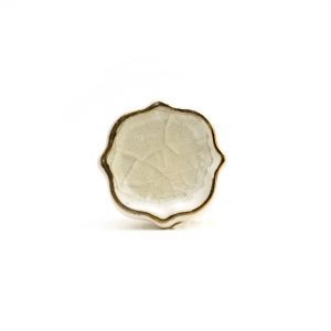 White Crackled Glass Emblem Knob White Crackled Glass Emblem Knob