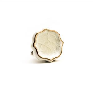 White Crackled Glass Emblem Knob White Crackled Glass Emblem Knob